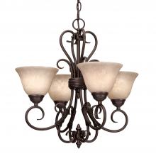  8606-GM4 RBZ-TEA - Homestead 4 Light Mini Chandelier in Rubbed Bronze with Tea Stone Glass